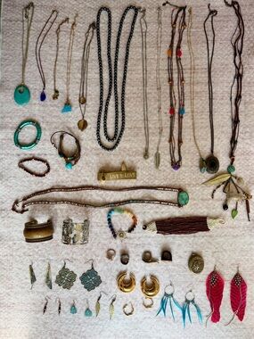 35 items of Mixed Jewelry Lot Good New Old Shiny Tarnished Parts